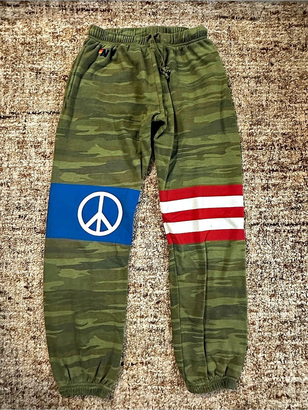 Aviator Nation Peace Warrior Sweatpants - Camo Green XL (unisex)